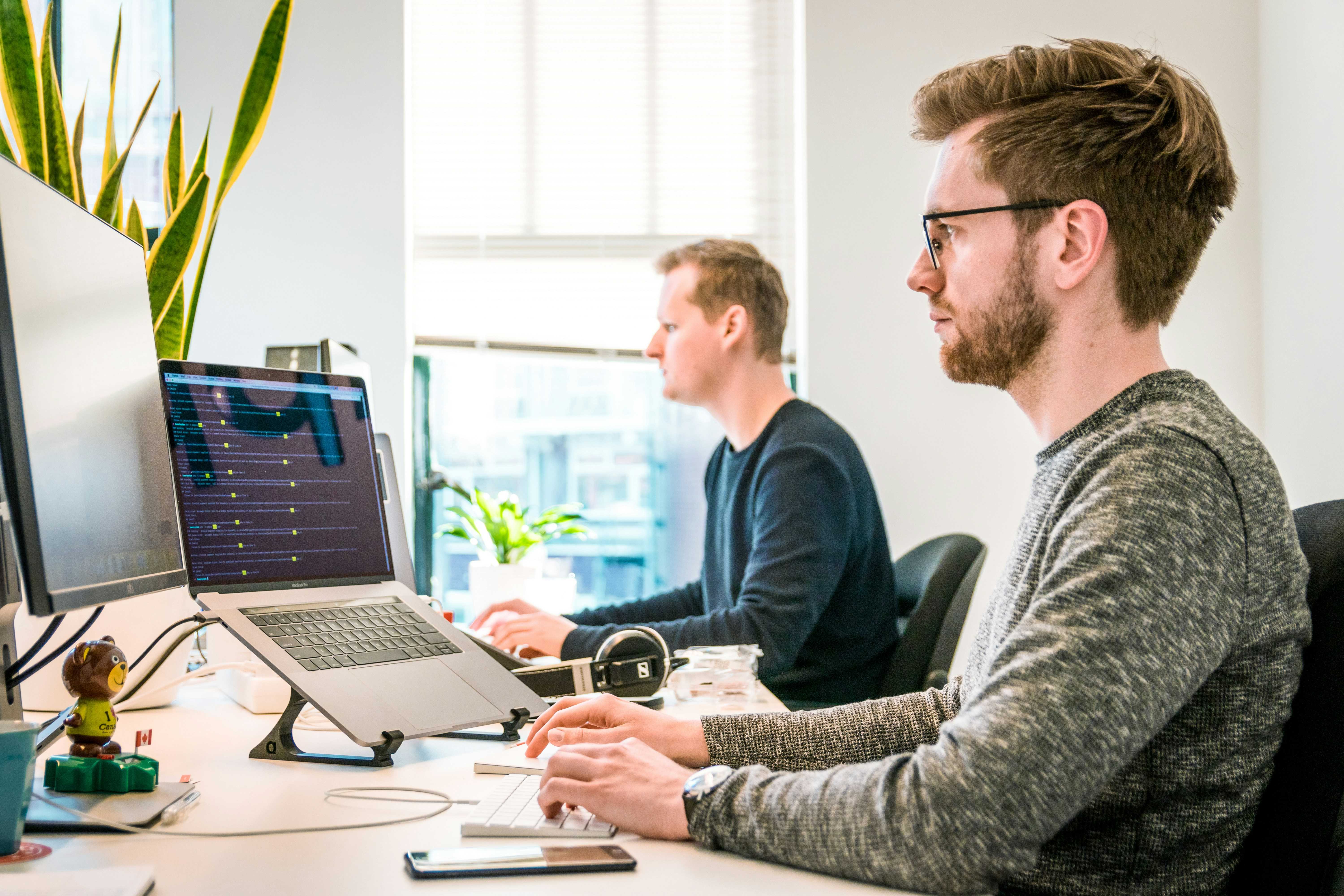 A developer in front of laptop